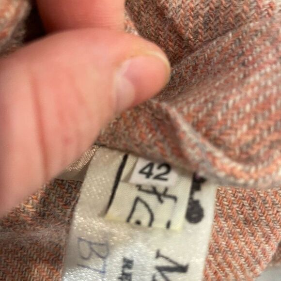 Vintage Pastel Pink Woven Wool Pencil Midi Skirt M - Picture 5 of 8